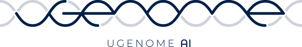 Logo of UGenome. The name UGenome merges with an image of a DNA strand.